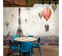 Mural 3D papel pintado, torre de globo aerostático vintage, interior de animales, pintura de pared de interior de un animal, pegatina de pared del dormitorio, salón, tela de seda