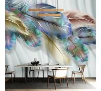 Mural abstracto de plumas de colores papel pintado 3D para salón pared de fondo dormitorio tapices artísticos decorativos