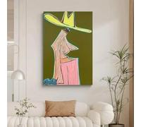 Mural abstracto impresionista con paisaje de vaquero del oeste y cactus para sala de estar (60x90cm/Sin marco)