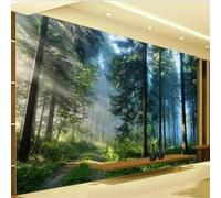 Mural autoadhesivo 3D Amanecer en el Bosque de Cedro para sala de estar, pared decorativa, dormitorio.