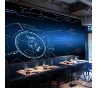 Mural autoadhesivo azul con diseño de circuito mecánico, mural 3D para sala de estar, papel tapiz decorativo para pared de dormitorio.