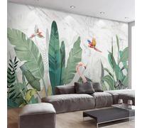 Mural autoadhesivo con hojas pintadas, animales y pájaros en 3D para sala de estar, pared decorativa de dormitorio y pared.