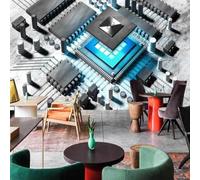 Mural autoadhesivo de circuito de tecnología creativa 3D para sala de estar, papel tapiz de fondo para pared de dormitorio, adhesivo decorativo de arte