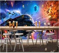 Mural autoadhesivo de nave espacial de ciencia ficción en 3D para sala de estar, papel tapiz decorativo para pared de dormitorio, adhesivo artístico