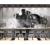 Mural autoadhesivo de PVC papel pintado 3D tren de vapor vintage pintura de pared estilo industrial de salón dormitorio decoración del hogar