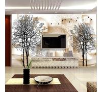 Mural autoadhesivo en blanca y negro de árbol y pájaro en 3D para sala de estar, pared decorativa de dormitorio, vinilo decorativo.