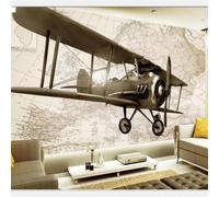 Mural autoadhesivo pintado a mano con diseño retro de avión, papel tapiz 3D para sala de estar, pared decorativa de dormitorio, adhesivo artístico.