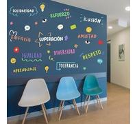 Mural con palabras de motivación y valores - Vinilos educativos para centros públicos - T2 - Mediano - Castellano - c1 Negro