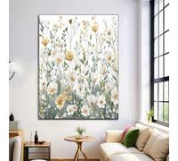 Mural de Acuarela Flores Silvestres Lienzo, Pintura de Naturaleza Flores Carteles e Impresiones, Imágenes Artísticas de Pared para Sala, Decoración del Hogar, 80x120cm Sin Marco