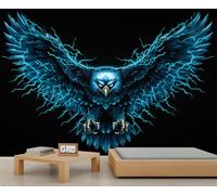 Mural de águila azul rayo Hawk, papel pintado para habitación de animales de raptor oscuro, para dormitorio, sala de estar, dormitorio, decoración de habitación de niños, 300 x 210 cm