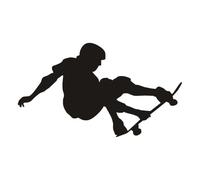 Mural de arte negro Acrobacias en monopatín Pegatina en la pared Pegatina deportiva en la pared Decoración de la silueta de la habitación del chico Papel pintado negro