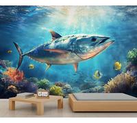 Mural de atún, murales de pared con paisaje subacuático, papel pintado para sala de estar, dormitorio, oficina, hotel, bar, decoración de techo, 250 x 175 cm