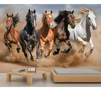 Mural de caballo al galope, papel pintado de animales para sala de estar, murales de pared de caballos, 400 x 280 cm (no se despega)