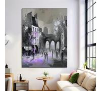Mural De Calles De París Sobre Lienzo, Pintura De Paisaje Retro, Carteles E Impresiones, Lienzo Blanco Y Negro, Imágenes Artísticas De Pared Para Sala De Estar, 30X40Cm, Sin Marco