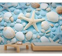 Mural de concha, murales de pared de estrella de mar, papel tapiz temático del océano para habitación de los niños, sala de estar, dormitorio, sofá, decoración de fondo de TV, 280 x 200 cm