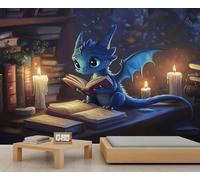 Mural de dragón bebé, papel pintado de dragón mágico, mural de pared de cuento de hadas de fantasía, papel tapiz panorámico grande para dormitorio, sala de estar, sofá 3D (no autoadhesivo)