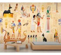 Mural de Egipto, papel tapiz de dioses egipcios antiguos, papel tapiz jeroglífico de animales para dormitorios, sala de estar, decoración de sofá, fondo de TV, póster de pintura de pared grande, 300 x