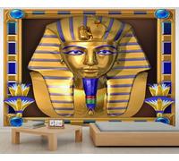 Mural de faraón egipcio del antiguo Egipto Tutankamón, papel pintado dorado de lujo, papel pintado abstracto de loto para dormitorio, oficina, sala de estar, dormitorio, fondo de TV, póster grande de