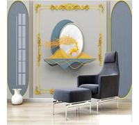 Mural de fondo con alces dorados papel pintado 3D para salón pared de fondo papel pintado de estilo Art Déco para dormitorio