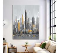 Mural de Geometría Edificios Lienzo, Pintura de Ciudades Paisaje Carteles e Impresiones, Imágenes Artísticas de Pared para Sala, Decoración del Hogar, 50x70cm Sin Marco