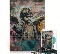 Mural de Graffiti de ángeles,Rompecabezas de 1000 Piezas para Adultos Piensa,Entrena,Juega Cierre Seguro,sin Piezas Sueltas aliviar el estrés (38x52cm)