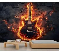 Mural de guitarra, murales de pared de guitarra de llama, papel tapiz de música genial para sala de estar, dormitorio, fondo de TV, decoración de hotel, bar, 366 x 254 cm