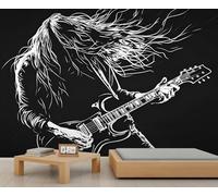 Mural de guitarrista de rock grunge, mural de pared de música abstracta, póster de hotel comercial, papel pintado personalizado, póster panorámico masivo (no autoadhesivo)