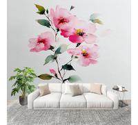 Mural de Interior Fotomurales 350x256 cm Flores Sencillas de Acuarela Tejido No Tejido Fotomurales Papel Pintado Rosa Pared Panorámico para Dormitorio Salón TV Pared Murales Póster