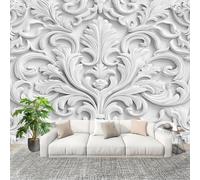 Mural de Interior Fotomurales 350x256 cm Relieve Tridimensional de Estilo Europeo Tejido No Tejido Fotomurales Papel Pintado Blanco Pared Panorámico para Dormitorio Salón TV Pared Murales Póster