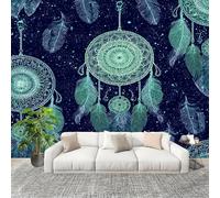 Mural de Interior Fotomurales 400x280 cm Bohemia AtrapasueñOs Noche Estrellada Tejido No Tejido Fotomurales Papel Pintado Verde Pared Panorámico para Dormitorio Salón TV Pared Murales Póster