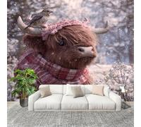 Mural de Interior Fotomurales 400x280 cm Invierno Precioso Yaks Tejido No Tejido Fotomurales Papel Pintado Rosa Pared Panorámico para Dormitorio Salón TV Pared Murales Póster