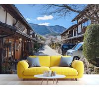 Mural de la antigua calle Sannenzaka de Kioto en primavera, arte tradicional japonés de paisaje urbano, decoración encantadora para el salón o el dormitorio. 150x105cm (No es autoadhesivo)