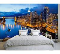 Mural De La Sala De Estar 3D Decoración Del Hogar Arquitectura De La Ciudad Vista Al Mar Paisaje Sala De Estar Creativa Sofá Tv Papel Tapiz-250Cm×170Cm
