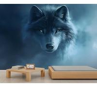 Mural de lobo, papel pintado de lobo, mural de pared de animales salvajes, decoración artística HD, foto para sala de estar, sofá, fondo de TV, póster personalizado (no autoadhesivo)