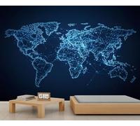 Mural de mapa del mundo, murales de pared de mapa geométrico, papel pintado de estilo técnico para sala de estar, dormitorio, oficina, hotel, bar, decoración de techo, 300 x 210 cm