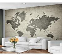 Mural de mapa mundial vintage, arte mural geográfico retro, decoración intelectual para el hogar, ideal para la sala de estar y el estudio. 150x105cm (No es autoadhesivo)