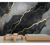Mural de mármol negro y dorado, papel tapiz abstracto de mármol con patrón de piedra de lujo, papel pintado panorámico extra grande, papel de pared personalizado para hotel, restaurante, vestíbulo (no
