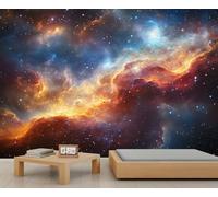Mural de nebulosa cósmica, papel pintado de la Vía Láctea, mural de pared de cielo estrellado, panorámico, para oficina, recepción, estudio, telón de fondo (no autoadhesivo)