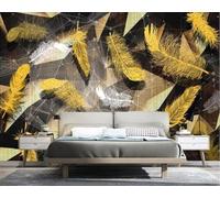 Mural De Paisaje De Plumas De Plantas Amarillas Decoración Del Hogar Estudio Sala De Estar Fondo De Oficina-300Cm×210Cm