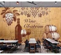 Mural de papel pintado 3D con diseño de barril de bodega, madera vintage, para cafetería o restaurante, 150 x 105 cm