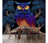 Mural de papel pintado 3D no tejido con diseño de búho en una rama, papel pintado estampado, decoración de pared para salón, dormitorio, habitación infantil, oficina, pasillo, 250 cm x 175 cm.