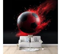 Mural de papel pintado 3D no tejido con diseño de llamas rojas de fútbol, papel pintado estampado, decoración de pared para salón, dormitorio, habitación infantil, oficina, pasillo, 150 cm x 105 cm.