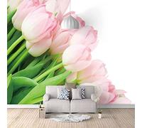 Mural De Papel Pintado Autoadhesivo Flor De Tulipán Efecto 3D Que Incluye Pasta Para Sala De Estar, Oficina, Dormitorio, Comedor, Pasillo, Pared, Póster, Arte De Pared, Foto De 300(ancho)x210(alto)cm