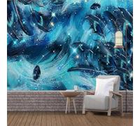 Mural de papel pintado, cielo estrellado, pluma azul estrellado, pintura de pared 3D, sofá del salón, fondo del dormitorio, decoración del hogar, arte mural
