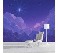 Mural De Papel Tapiz Estrellas Nubes Cielo Nocturno 300x210cm, Papel Tapiz Fotográfico Escena Nocturna Onírica Pintada Al Óleo Póster De Decoración De Pared De Dormitorio, Sala De Estar, Mural Seda