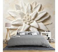 Mural De Papel Tapiz Floral 3D Para Dormitorio 350 × 245 Cm Relieve Texturizado Suave Arte De Pared Floral Blanco Papel Tapiz Botánico Moderno No Tejido Mural De Pared Grande De Lujo Para Sala De