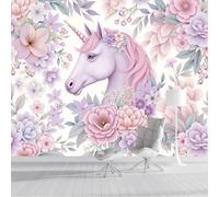 Mural De Papel Tapiz Flores Caballo Morado 200x140cm, Papel Tapiz Fotográfico Animales Románticos Y Soñadores Póster De Decoración De Pared De Dormitorio, Sala De Estar, Mural Seda