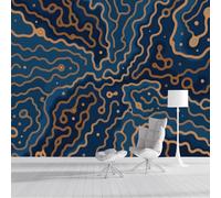Mural De Papel Tapiz Líneas Doradas Líneas De Contorno 250x175cm, Papel Tapiz Fotográfico Mapa Abstracto Póster De Decoración De Pared De Dormitorio, Sala De Estar, Mural Seda