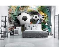 Mural De Papel Tapiz Vlies Football 3D Puzzle 312x219cm Verde