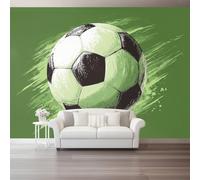Mural de Pared 150 x 105 cm（WxH, Papel Pintado Arte Fútbol 3D Decorativo Verde para Salón Dormitorio y Cocina - Papel Adhesivo Removible Gran Formato